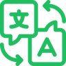 Icon representing quick access to information in multiple languages.